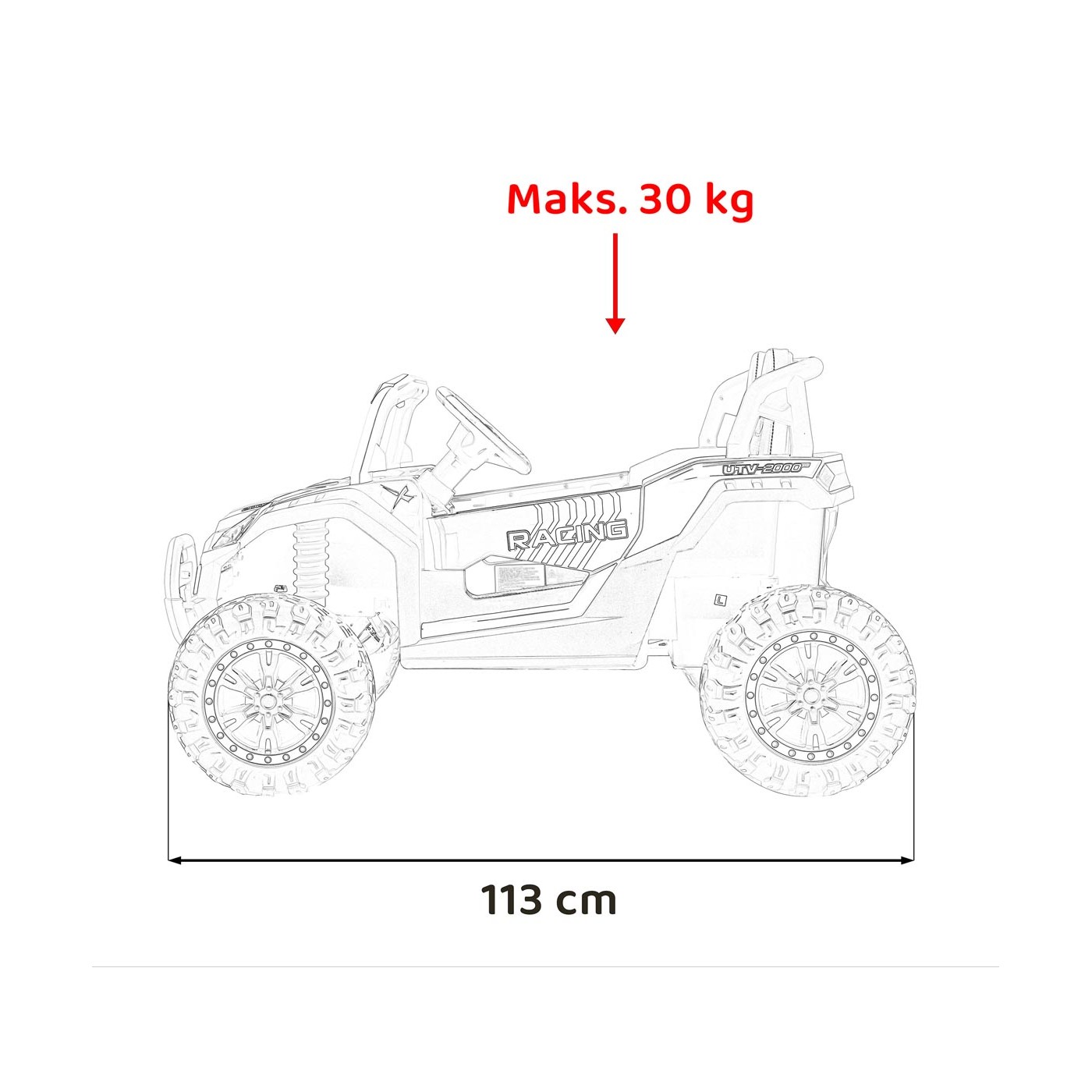 copy of Buggy UTV 2000M Racing Auto Baterie Powečervená Růžová MP3 Echo Světla Dálkové Ovládání Pomalý Start