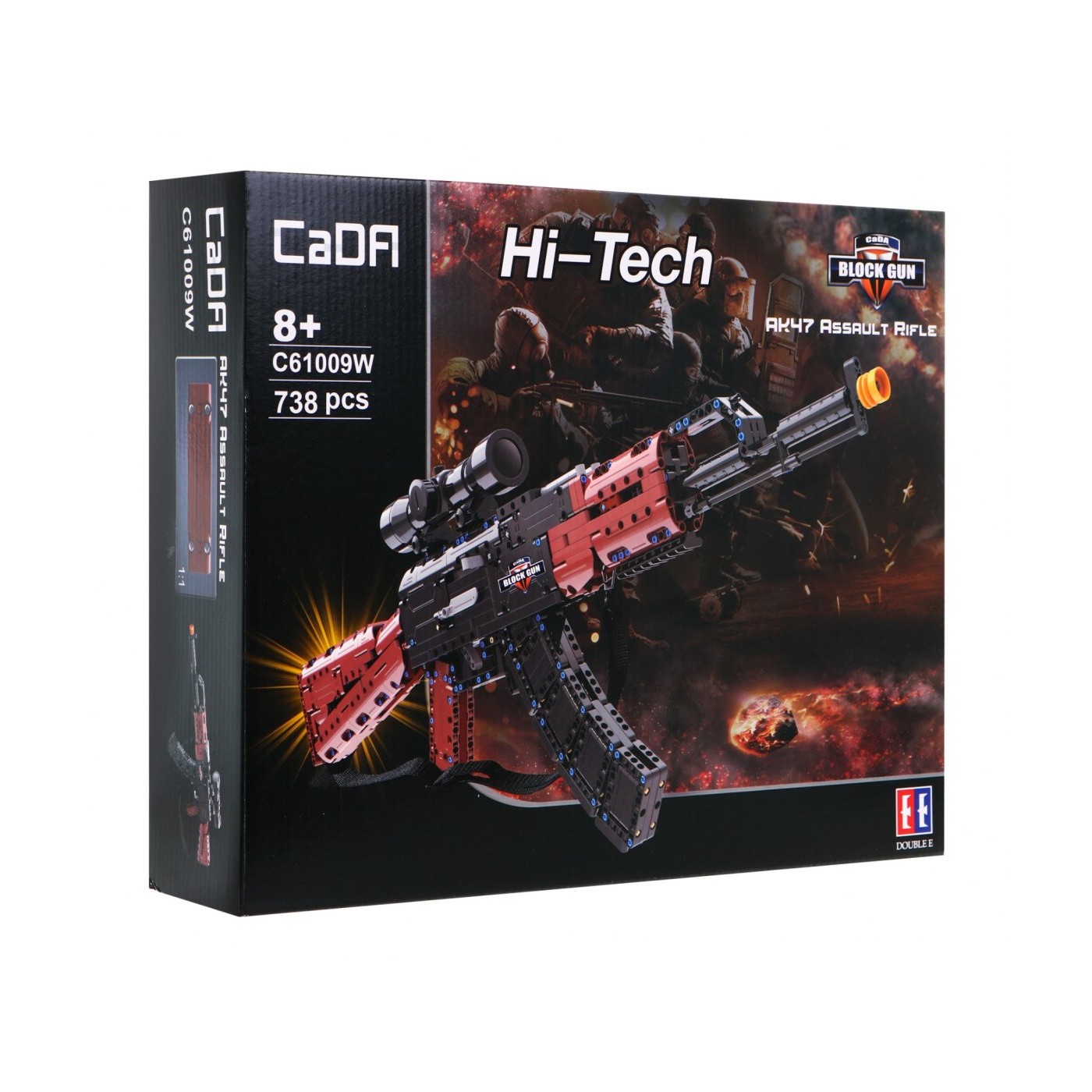 Technické bloky CaDA 738 el. Dětská puška AK47 6+ střelecká funkce + pohyblivé funkce