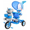 3kolové dětské kolo Blue Elephant + Zvuky + Stříška + Zábrana + Opěrka na nohy + Rukojeť + Úložný prostor