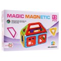 Mini sada Magnetické bloky pro děti 3+ Barevné prvky 13 ks + Šablona struktury