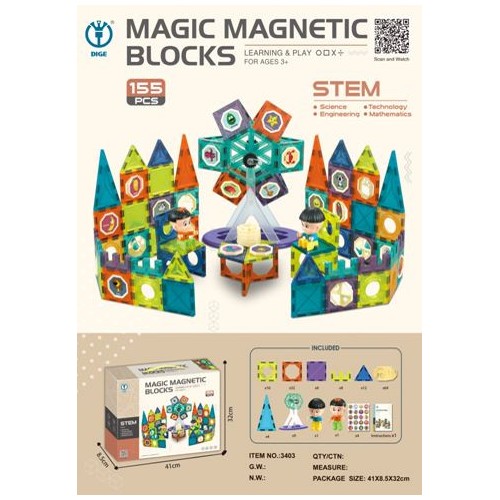 Magnetické bloky sada 155 kusů