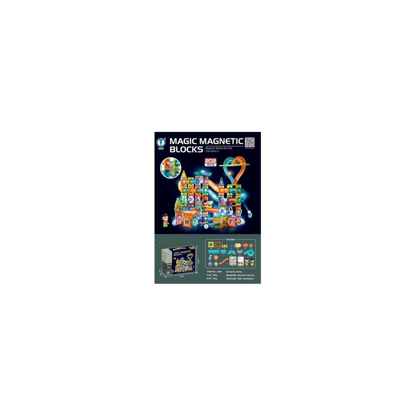 Magnetické bloky sada 202 kusů