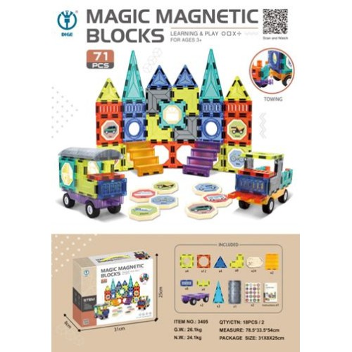 Magnetické bloky sada 71 kusů