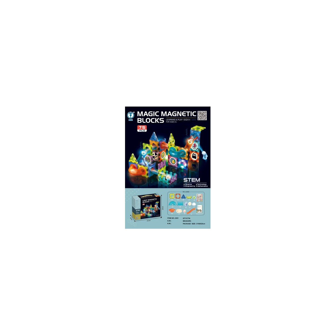Magnetické bloky sada 65 kusů