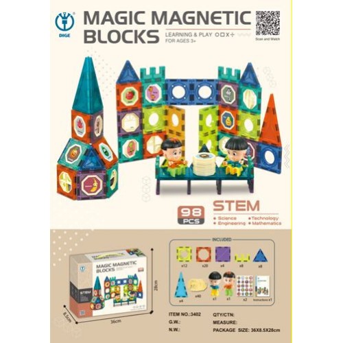 Magnetické bloky sada 98 kusů