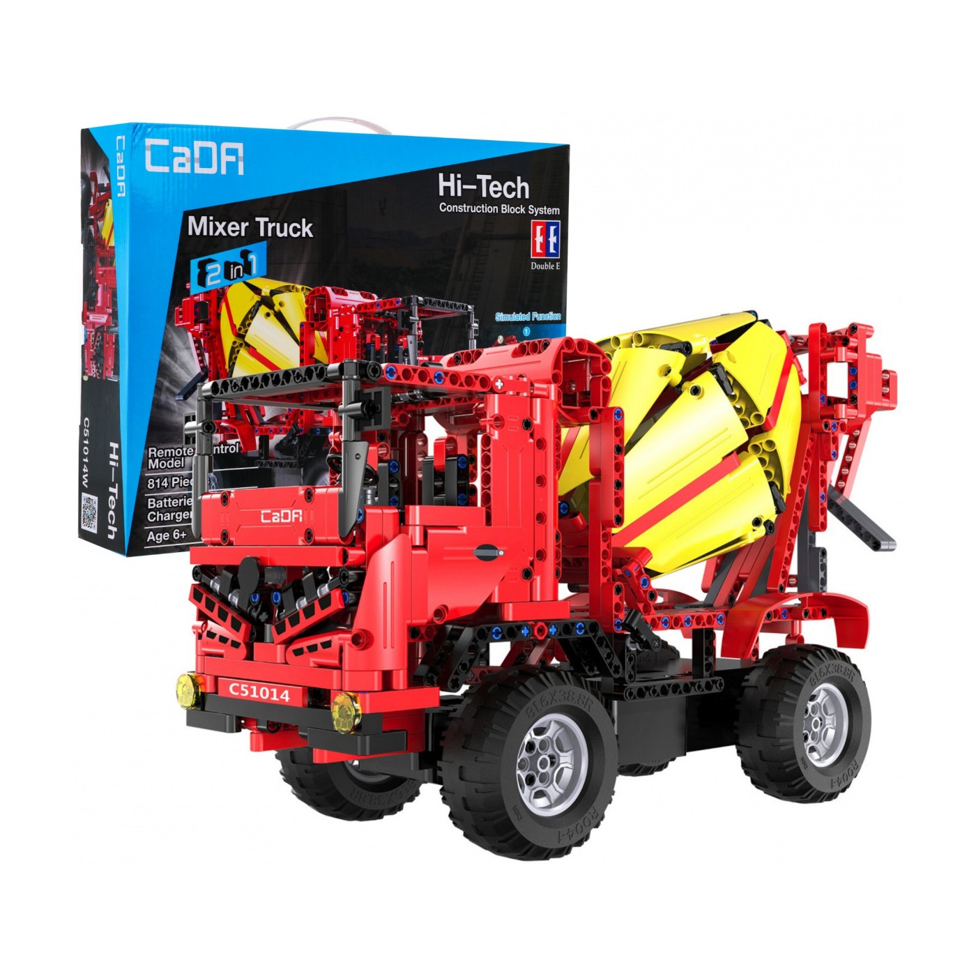 Technické bloky CaDA 814 el. Dálkové ovládání Míchačka betonu Truck 2v1 Dětský výtah 6+