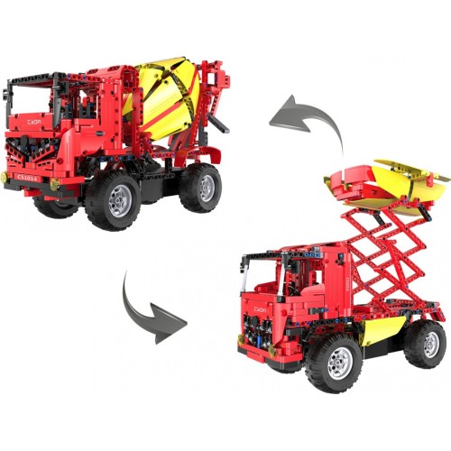 Technické bloky CaDA 814 el. Dálkové ovládání Míchačka betonu Truck 2v1 Dětský výtah 6+