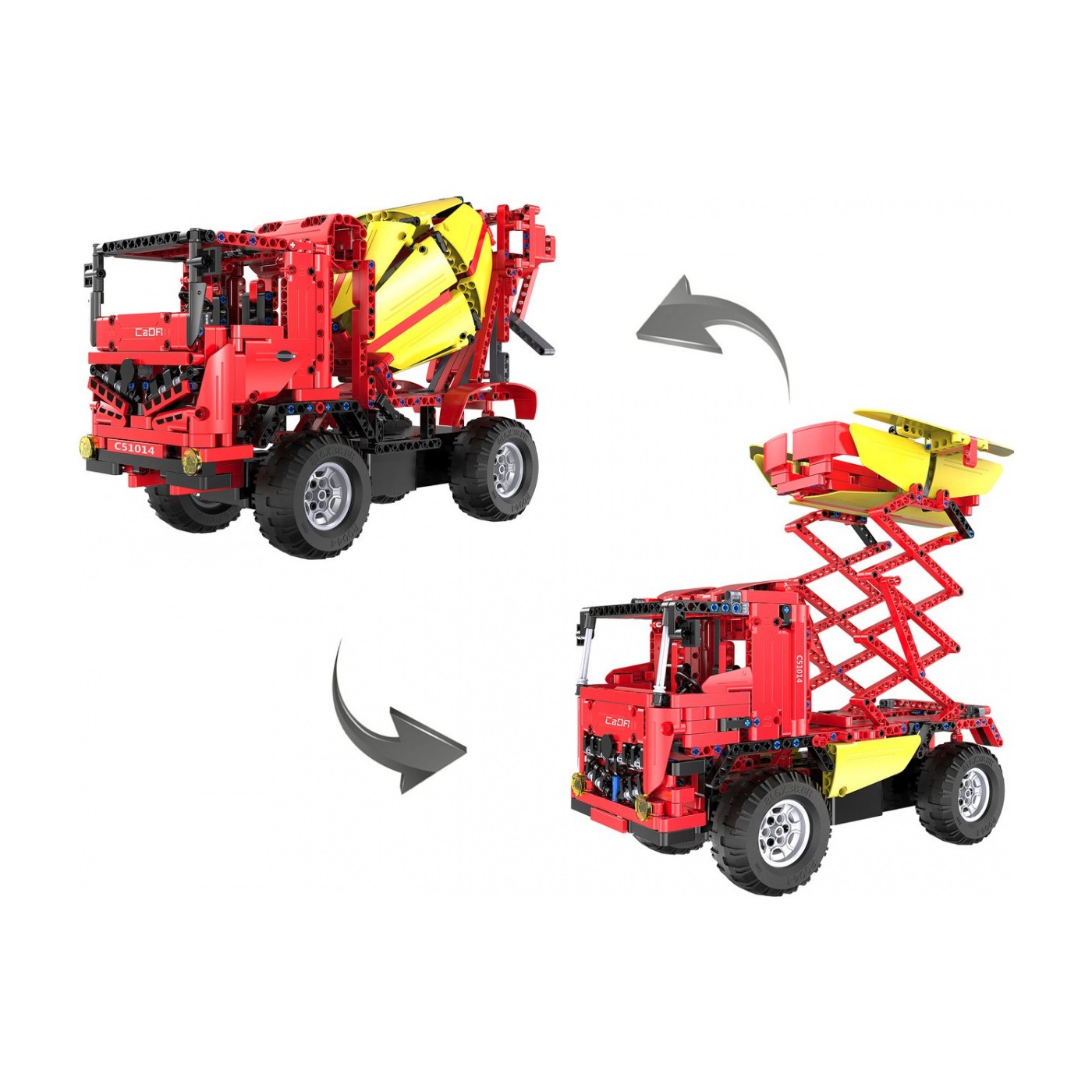 Technické bloky CaDA 814 el. Dálkové ovládání Míchačka betonu Truck 2v1 Dětský výtah 6+