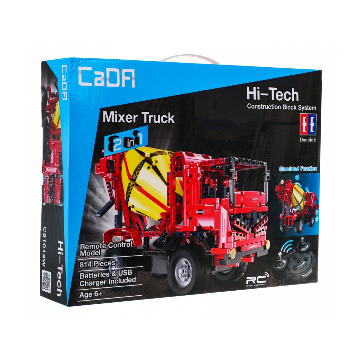 Technické bloky CaDA 814 el. Dálkové ovládání Míchačka betonu Truck 2v1 Dětský výtah 6+
