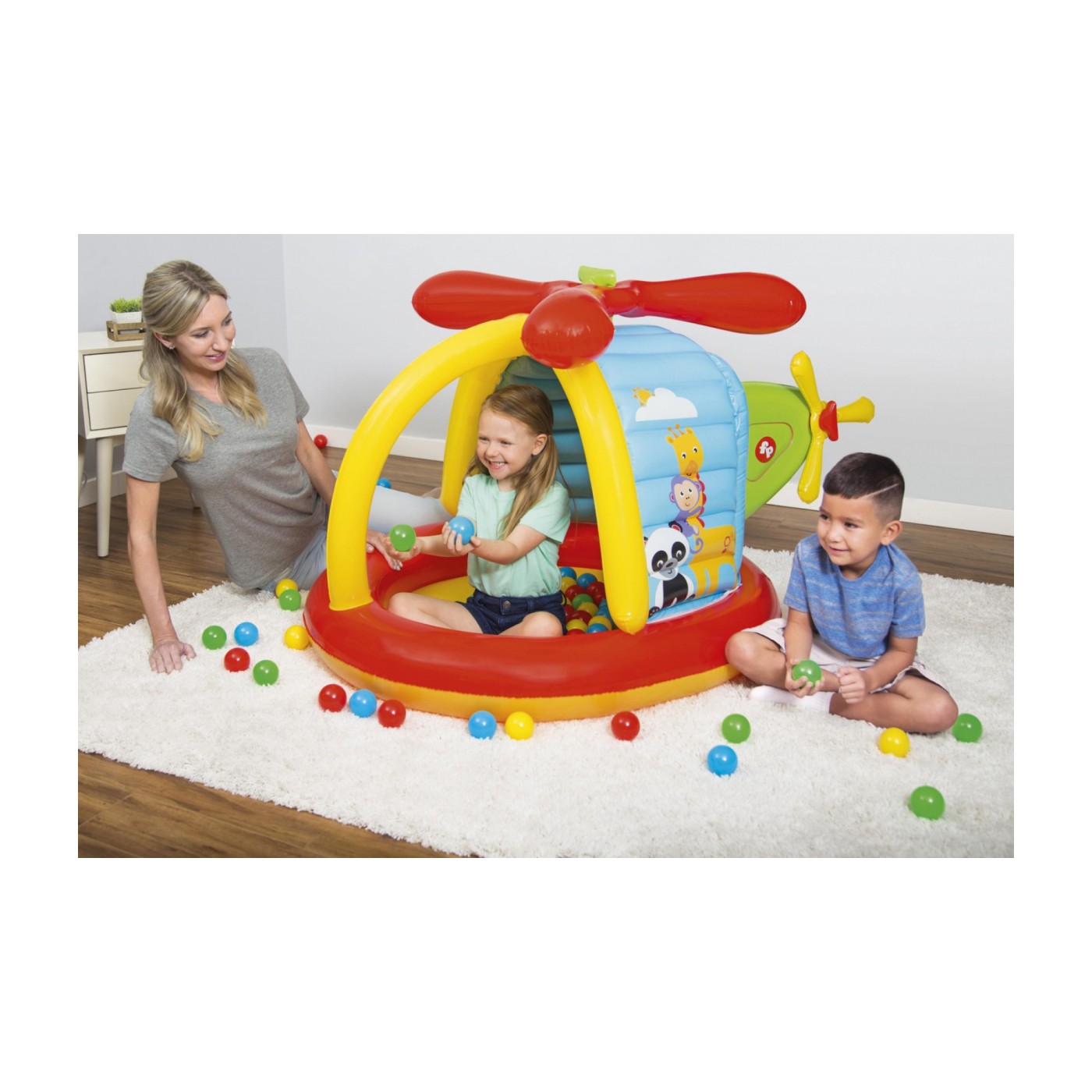 BESTWAY 155x102x91cm + míčky nafukovací Fisher-Price Playpen pro děti zásobník