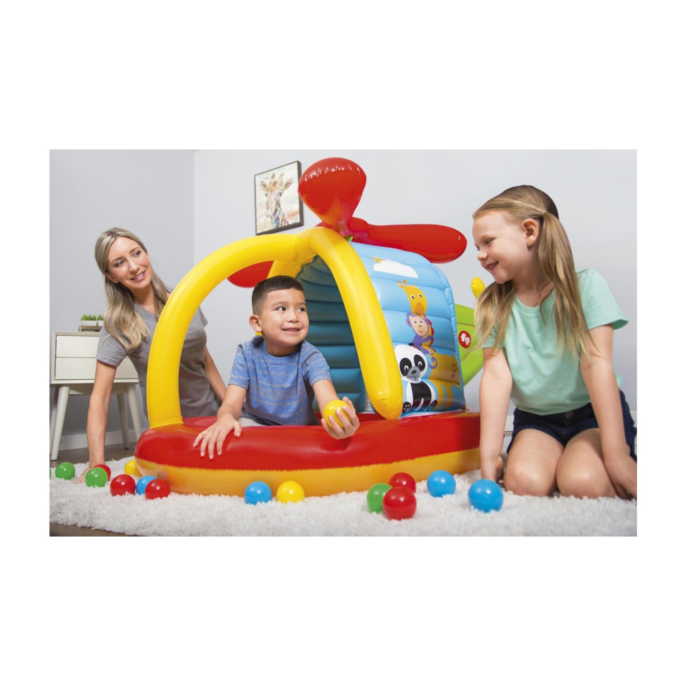 BESTWAY 155x102x91cm + míčky nafukovací Fisher-Price Playpen pro děti zásobník