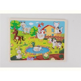 Dřevěné puzzle farma