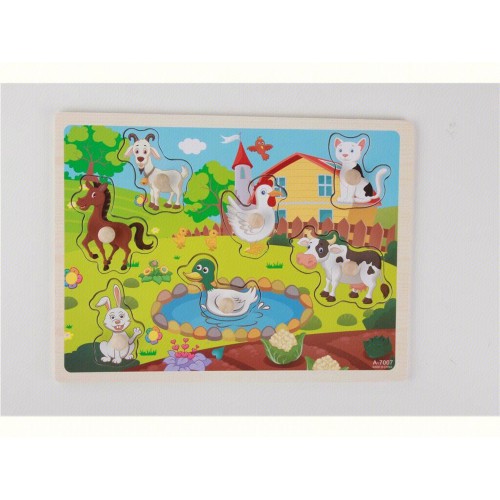 Dřevěné puzzle farma