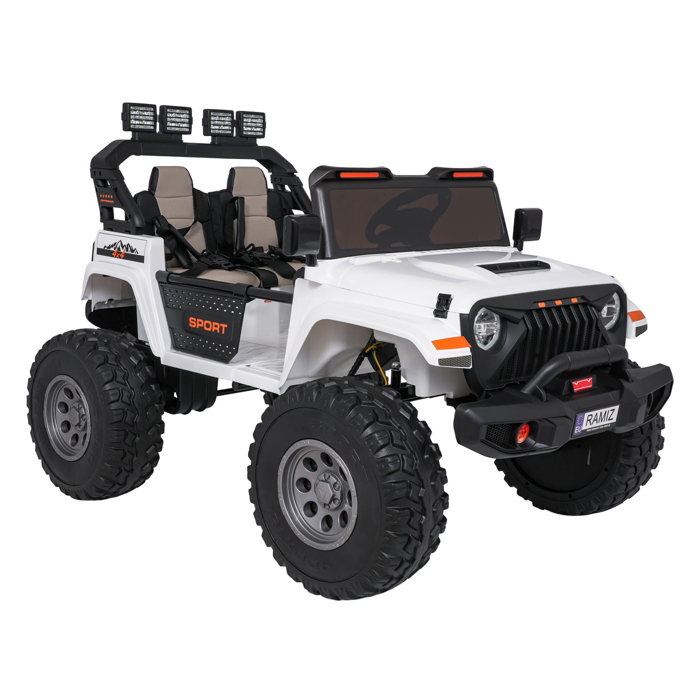 Extrémní sportovní vozidlo 4x4 s variabilní velikostí, bílé