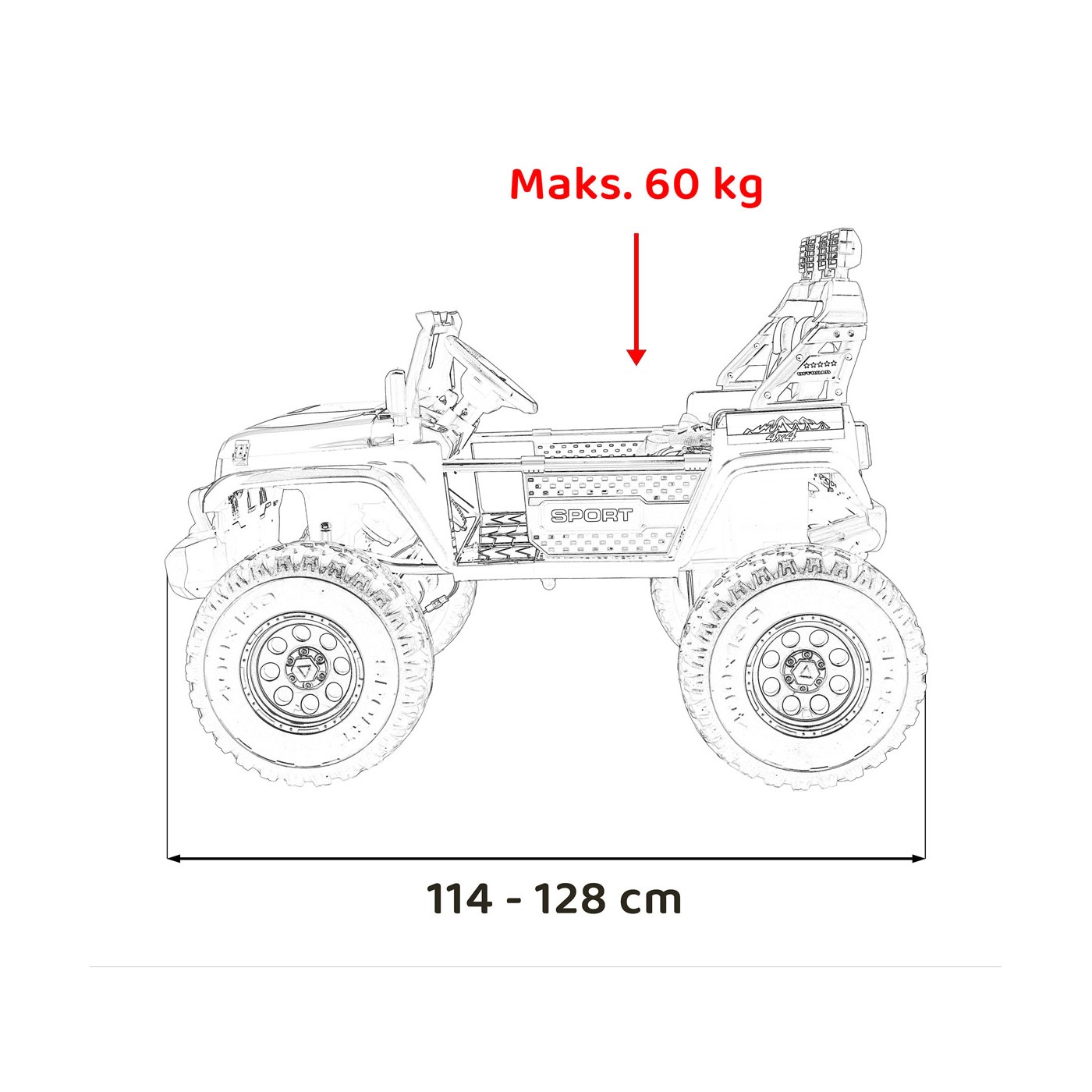 Extrémní sportovní vozidlo 4x4, variabilní velikost, černá