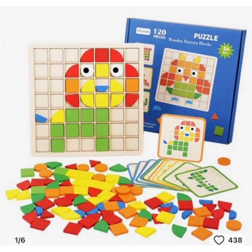 Dřevěné logické puzzle 120 dílků. + Karty