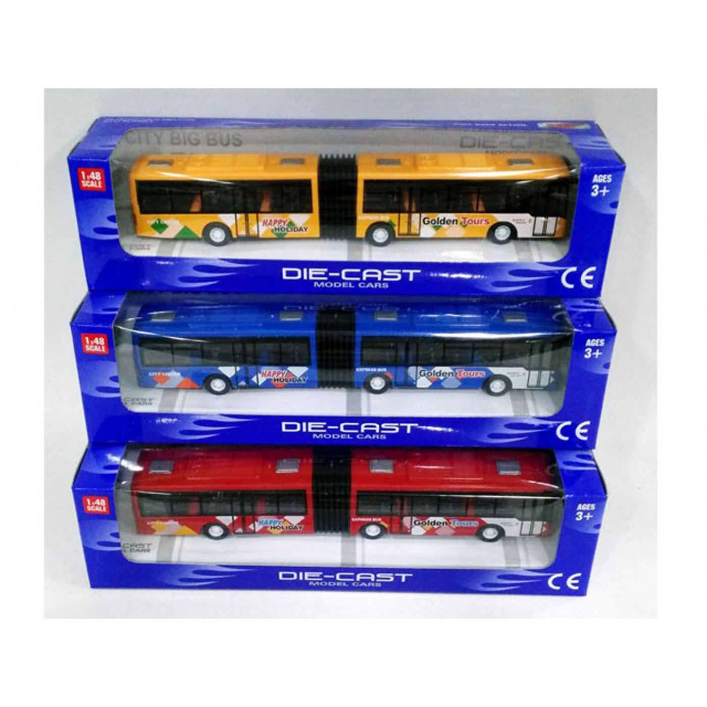 Kloubový kovový autobus 1:48