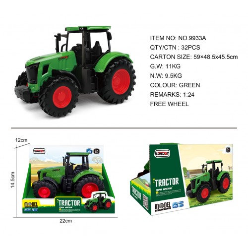 Zelený zemědělský traktor