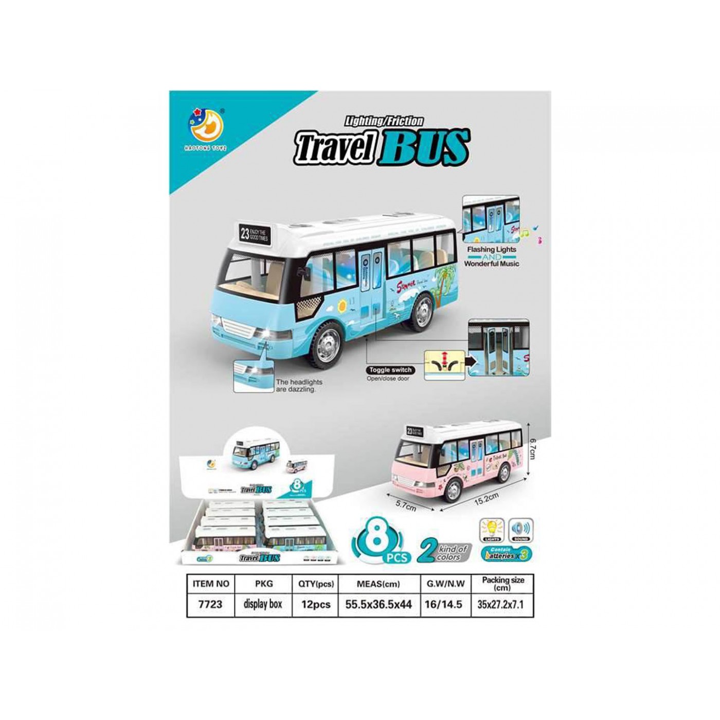 Sváteční autobus se světly a zvuky