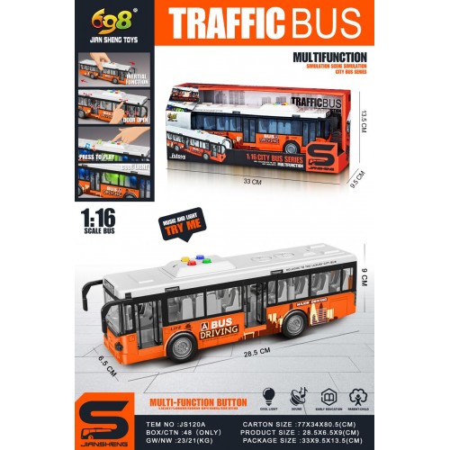 Autobus s otevíracími dveřmi se světelnou a zvukovou funkcí