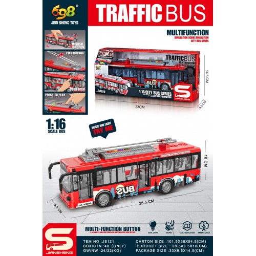 Městský autobus červený 1:16