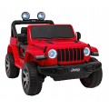Jeep Wrangler Rubicon dětská baterie červená dálkové rádio MP3 LED kola EVA
