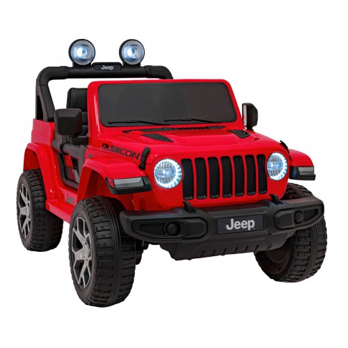 Jeep Wrangler Rubicon dětská baterie červená dálkové rádio MP3 LED kola EVA
