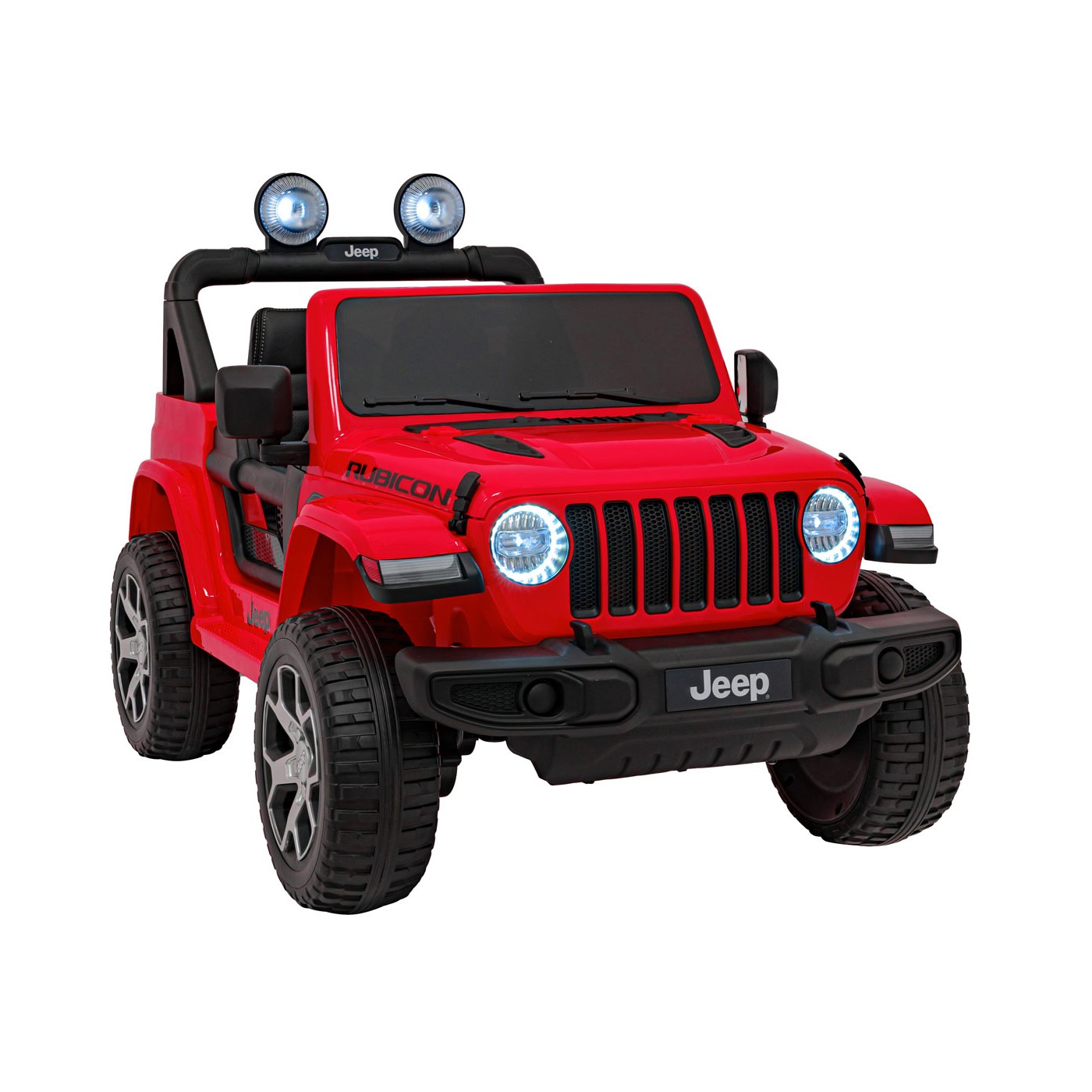 Jeep Wrangler Rubicon dětská baterie červená dálkové rádio MP3 LED kola EVA