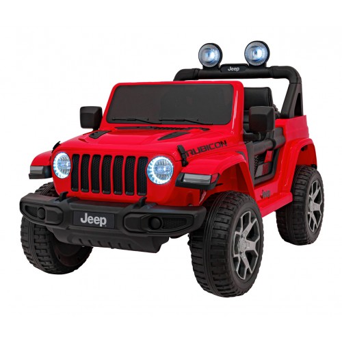 Jeep Wrangler Rubicon dětská baterie červená dálkové rádio MP3 LED kola EVA