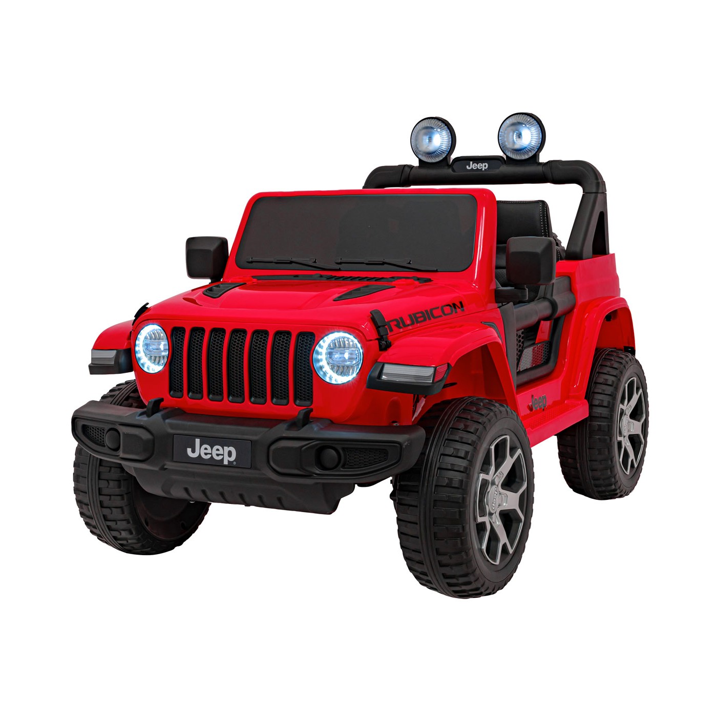 Jeep Wrangler Rubicon dětská baterie červená dálkové rádio MP3 LED kola EVA