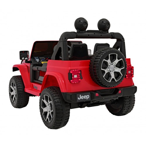 Jeep Wrangler Rubicon dětská baterie červená dálkové rádio MP3 LED kola EVA