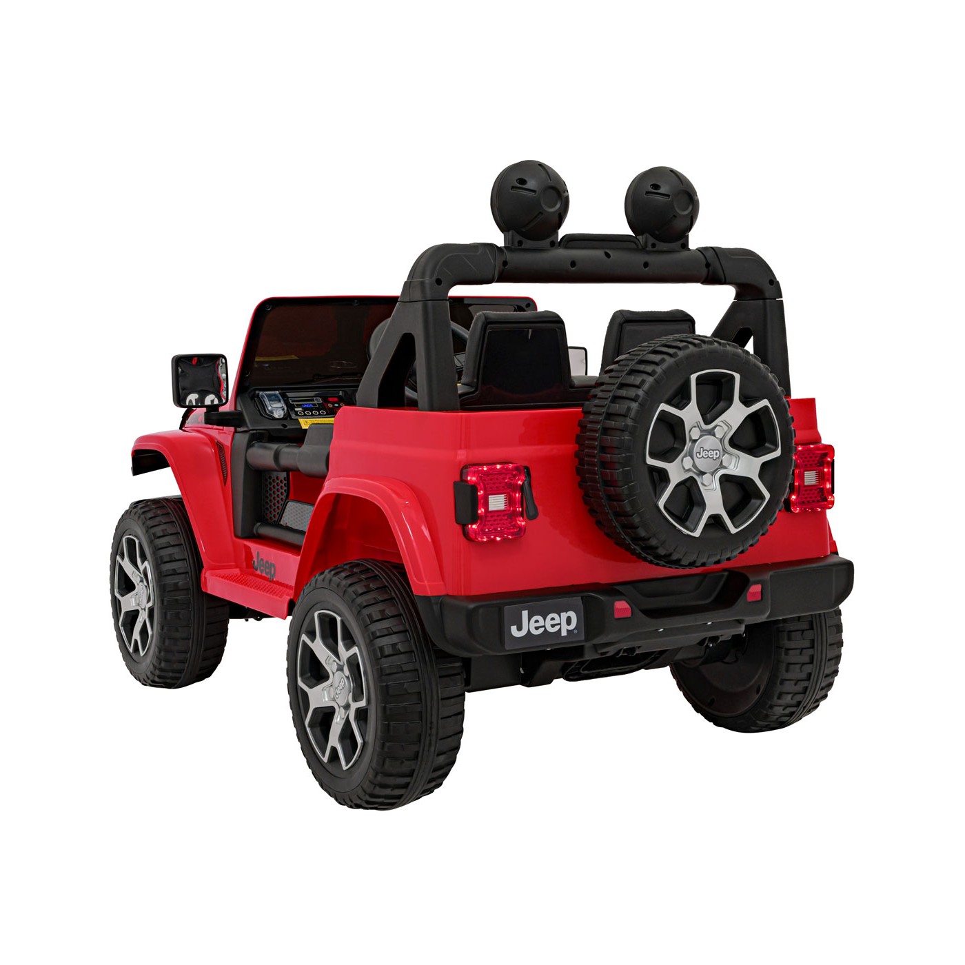 Jeep Wrangler Rubicon dětská baterie červená dálkové rádio MP3 LED kola EVA