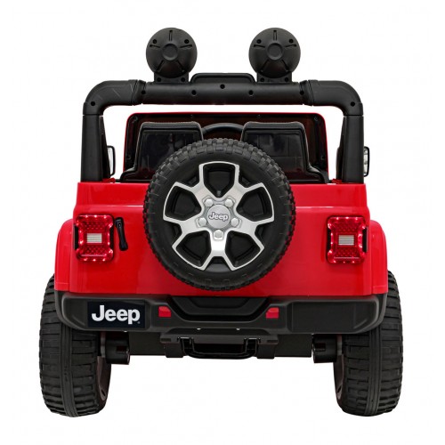 Jeep Wrangler Rubicon dětská baterie červená dálkové rádio MP3 LED kola EVA