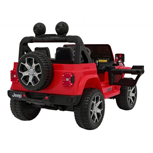 Jeep Wrangler Rubicon dětská baterie červená dálkové rádio MP3 LED kola EVA