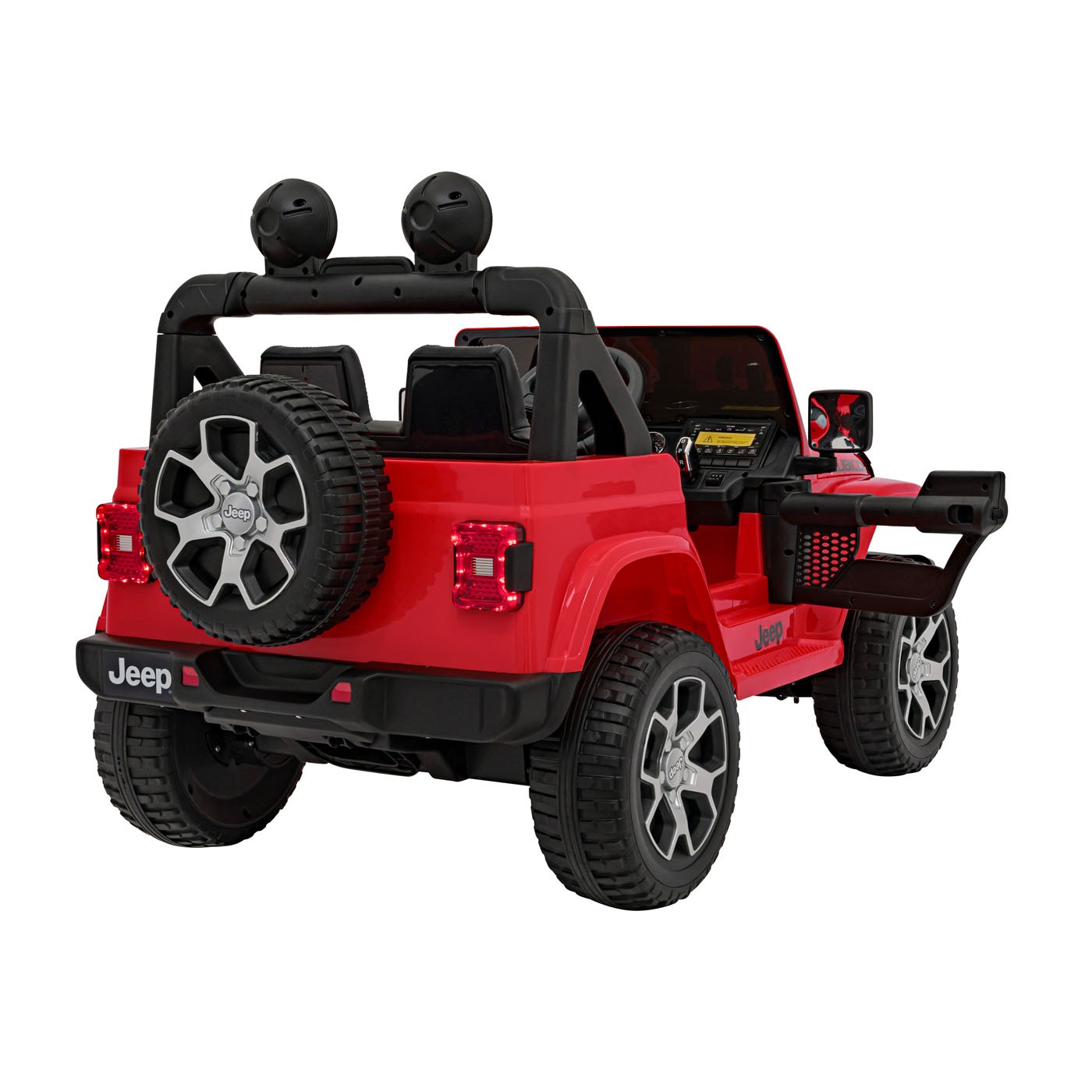 Jeep Wrangler Rubicon dětská baterie červená dálkové rádio MP3 LED kola EVA
