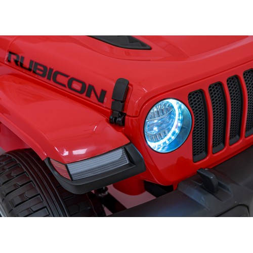 Jeep Wrangler Rubicon dětská baterie červená dálkové rádio MP3 LED kola EVA