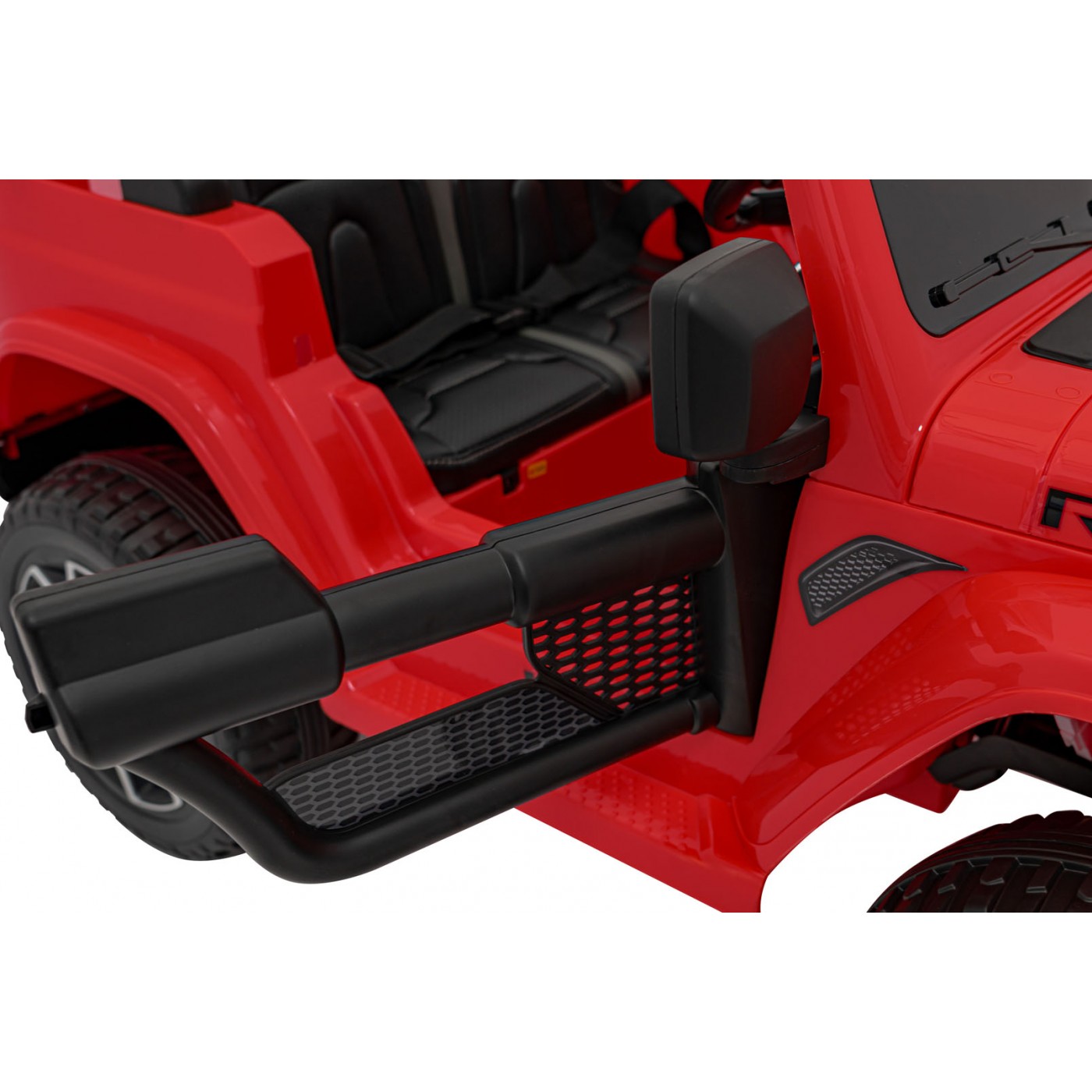 Jeep Wrangler Rubicon dětská baterie červená dálkové rádio MP3 LED kola EVA