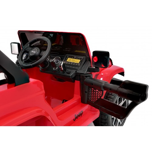 Jeep Wrangler Rubicon dětská baterie červená dálkové rádio MP3 LED kola EVA