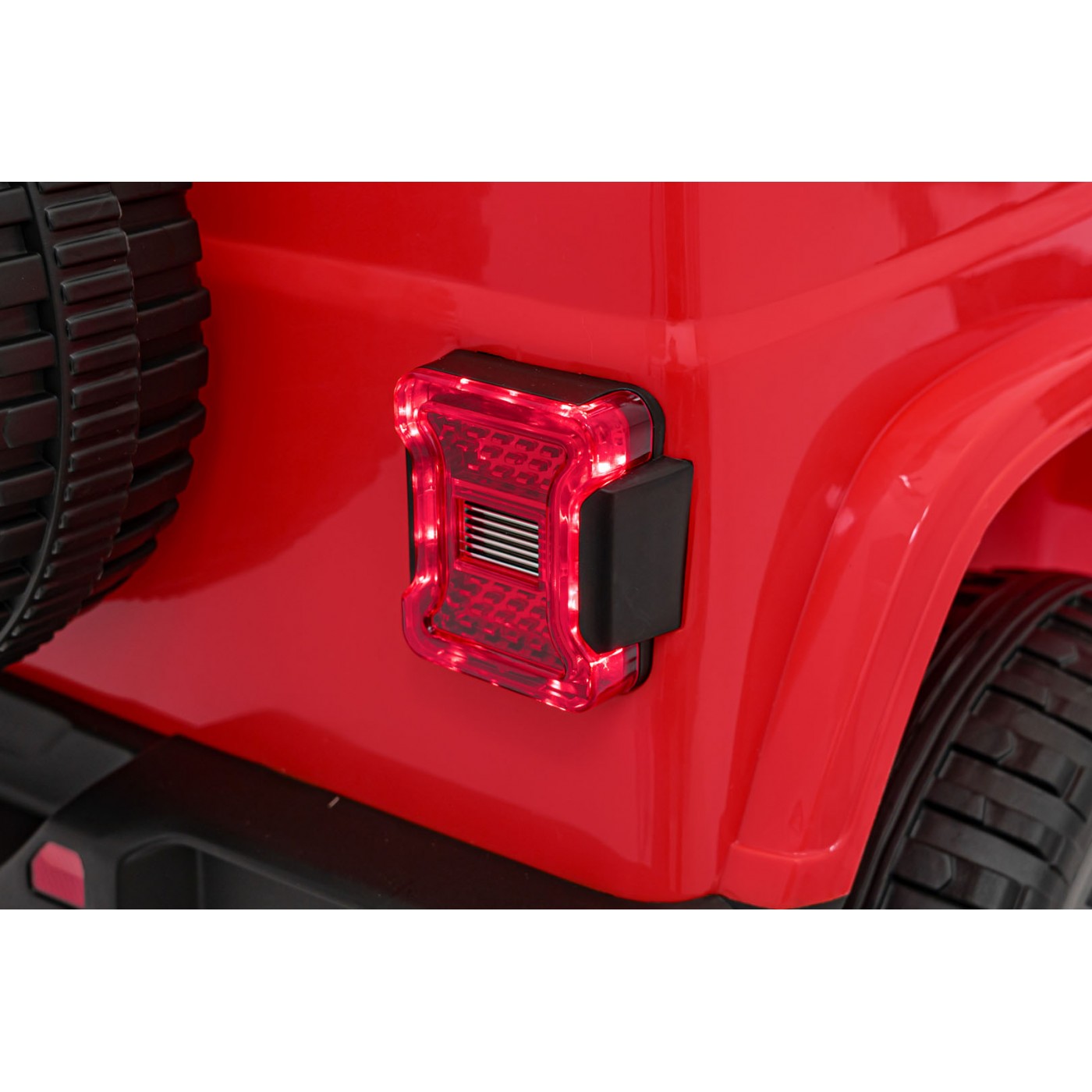 Jeep Wrangler Rubicon dětská baterie červená dálkové rádio MP3 LED kola EVA