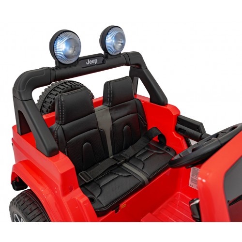 Jeep Wrangler Rubicon dětská baterie červená dálkové rádio MP3 LED kola EVA