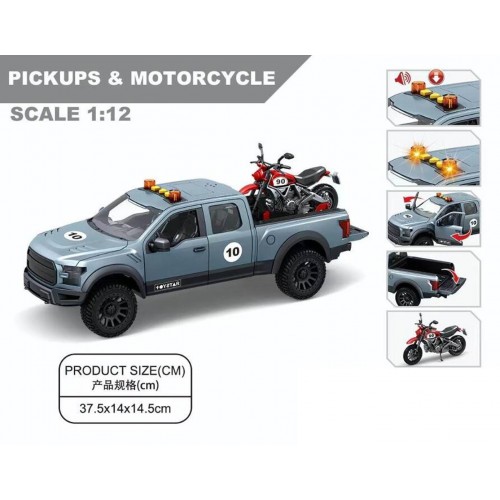 Sada terénních aut se světly a zvukem + motocykl