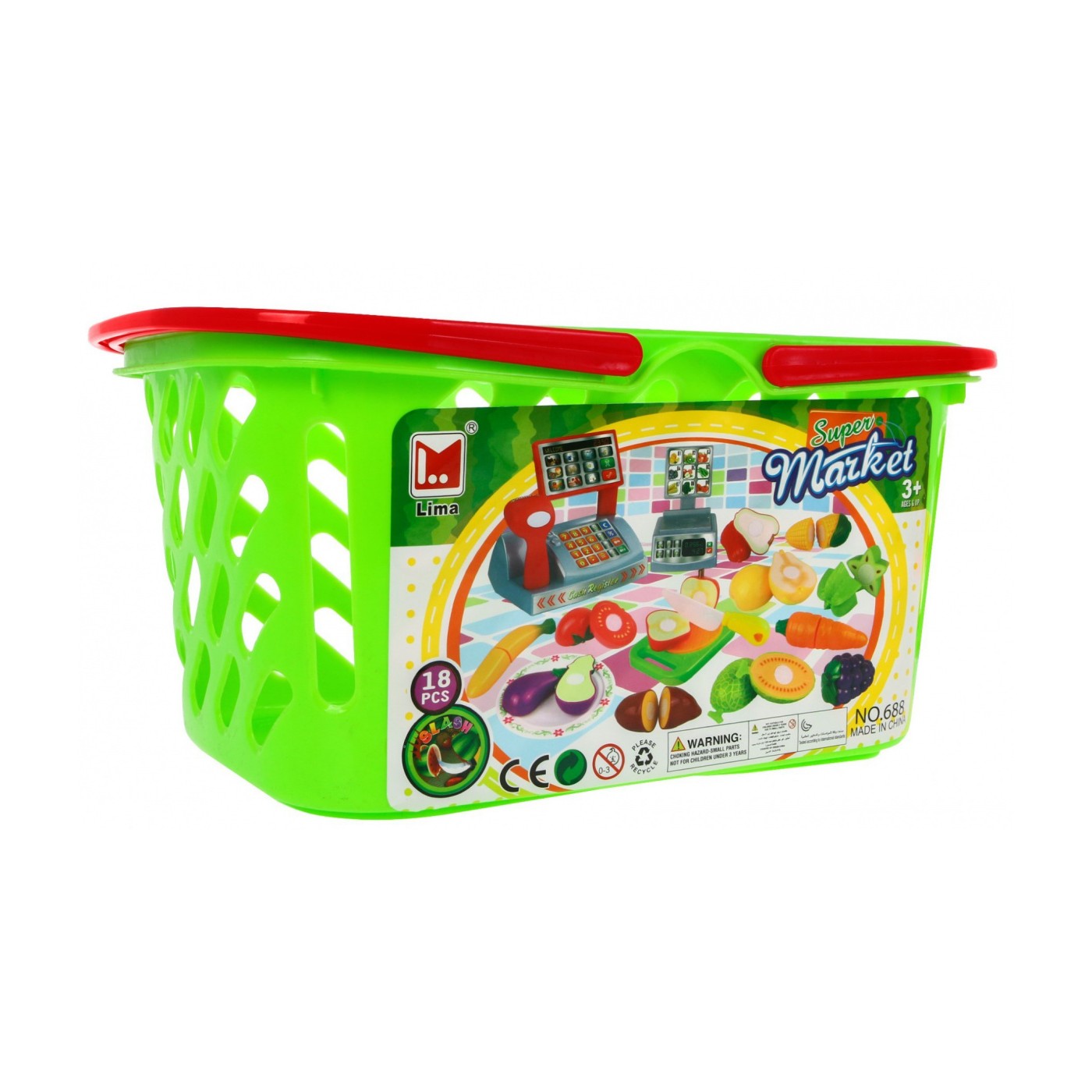 Dětský obchod ovoce zelenina 3+ sada ovocné zeleniny + nákupní košík + pokladna + hmotnost + příslušenství