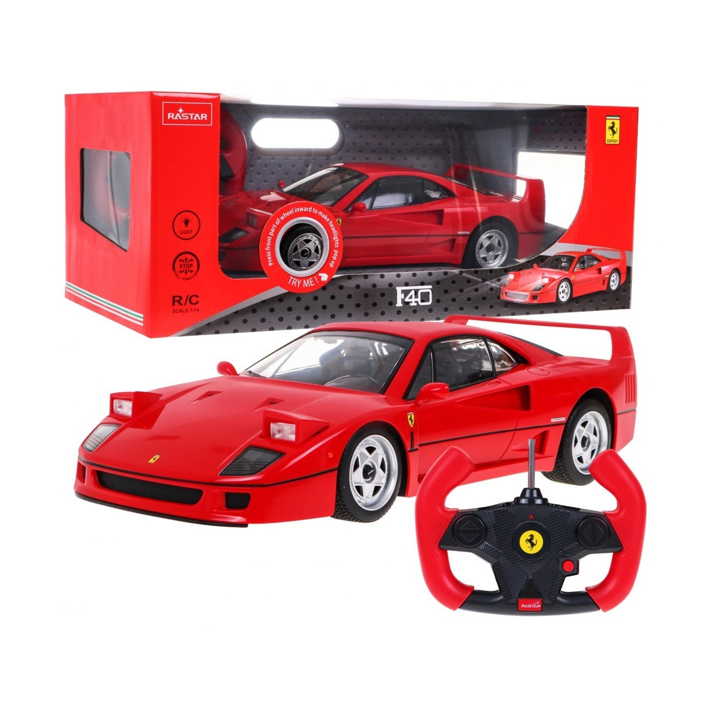 Ferrari F40 RASTAR model 1:14 Dálkové ovládání auta + 2,4 GHz dálkové ovládání