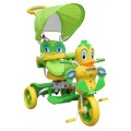 Dětské tříkolové kolo Green Duck + zvuky + střecha + zábrana + opěrka nohou + rukojeť + úložný prostor