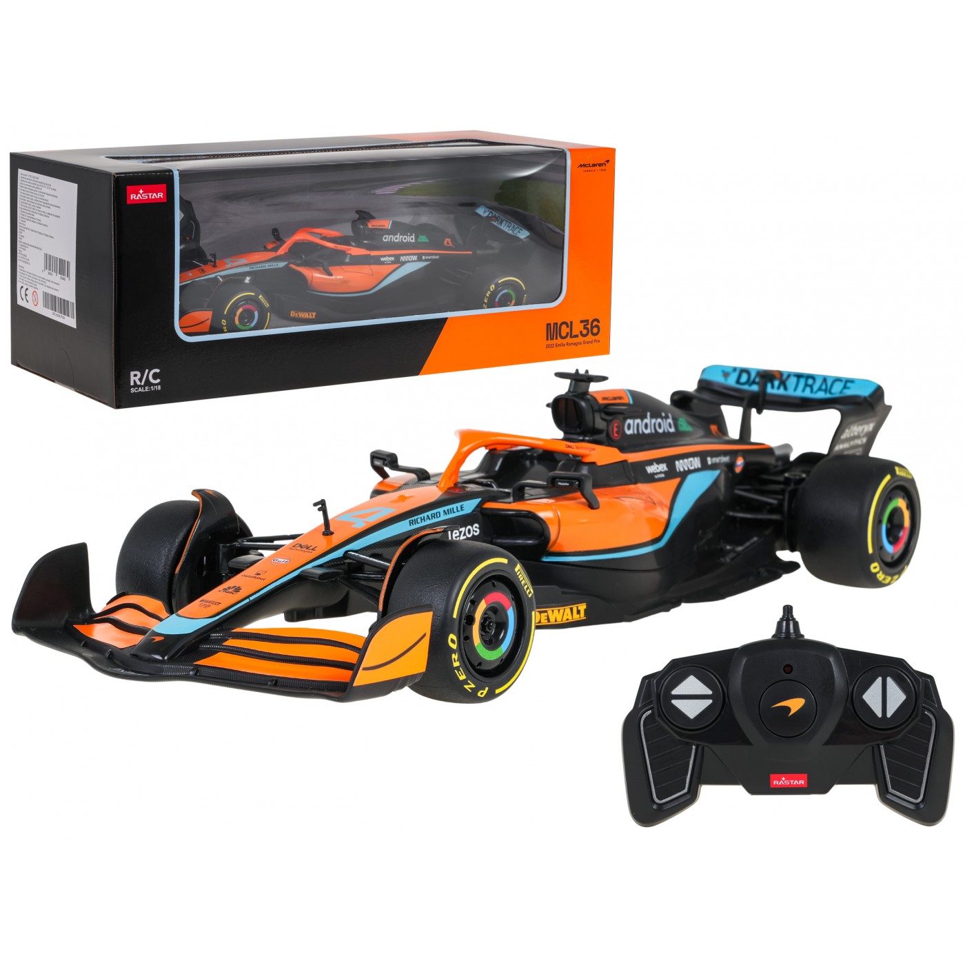 Závodní vůz R/C 1:18 McLaren F1 MCL36 Orange RASTAR