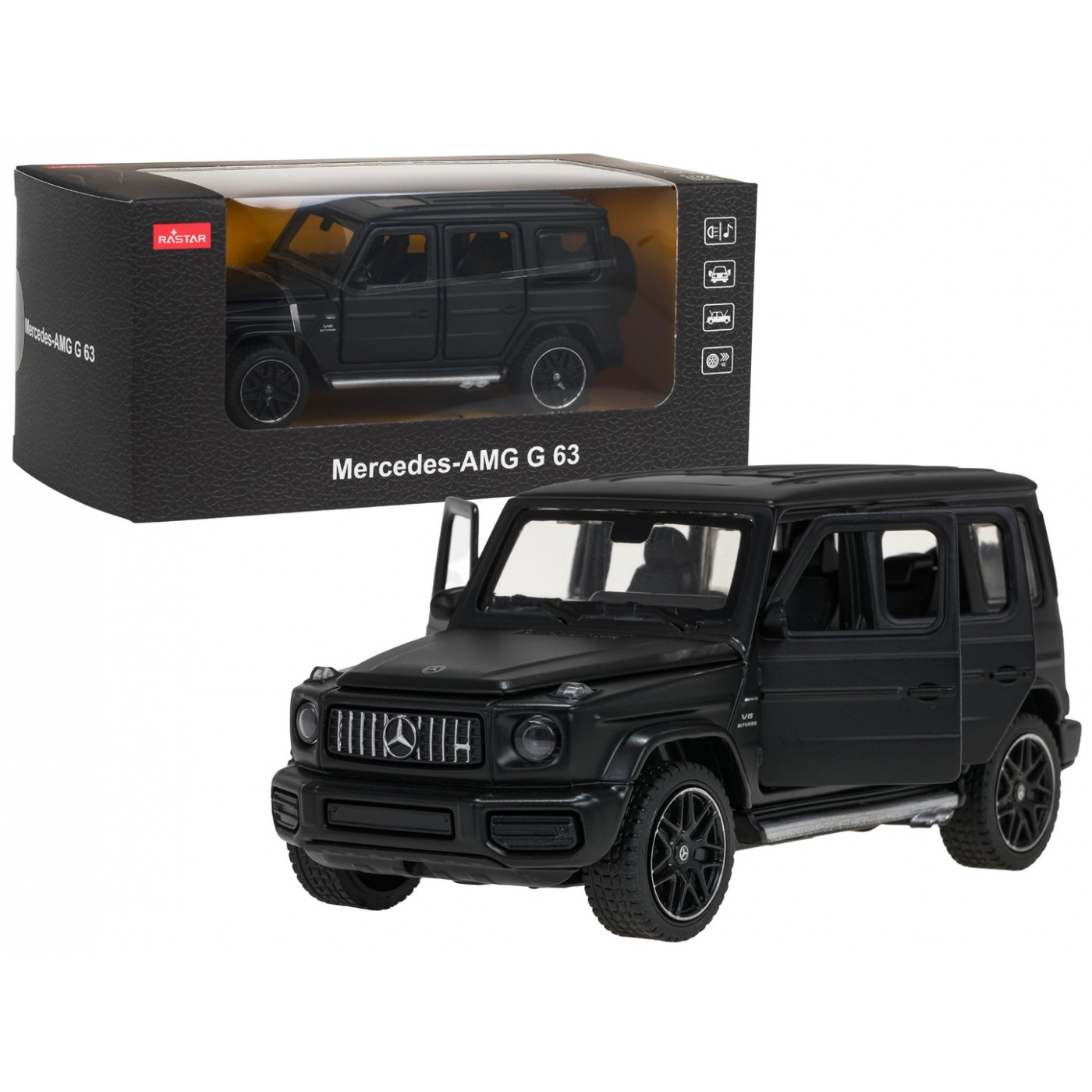 Kovové auto 1/32 Mercedes-Benz AMG G63 se zvukem Black RASTAR