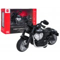 Kovový motocykl černý se světly a funkcí zvuku