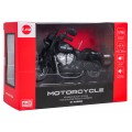Kovový motocykl černý se světly a funkcí zvuku