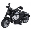 Kovový motocykl černý se světly a funkcí zvuku