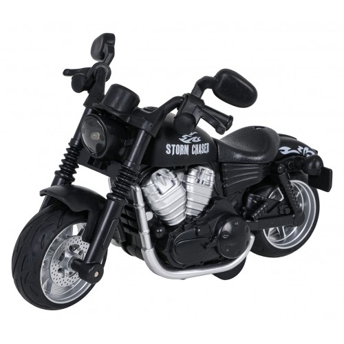 Kovový motocykl černý se světly a funkcí zvuku